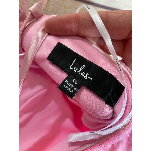 NWT Lulu's Women's Pink Glittering Excellence Sequin Lace Up Maxi - XL - Picture 13 of 16